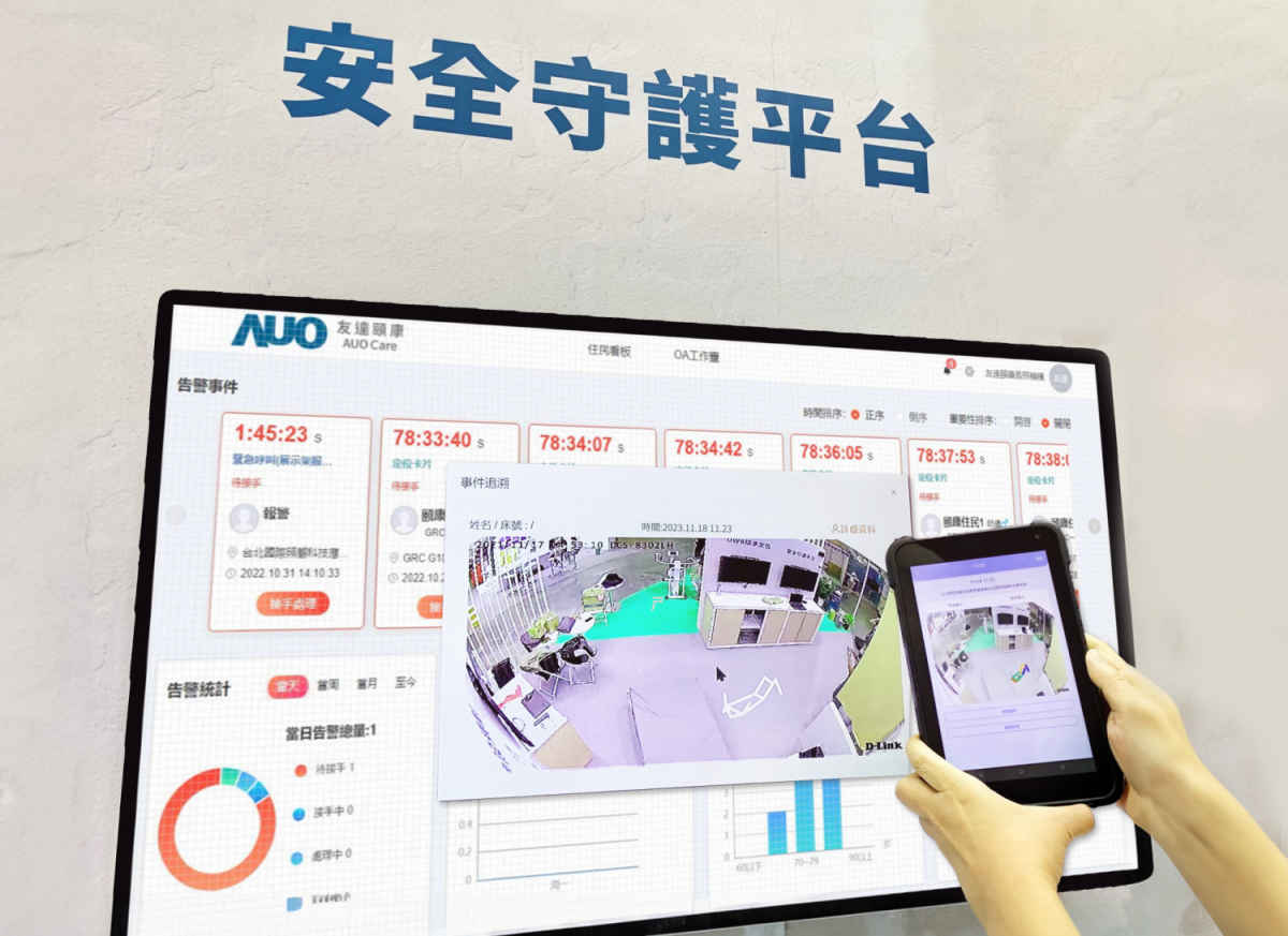 beats365颐康整合软硬件包含跌倒侦测、智能床垫和紧急呼叫管理等，透过安全守护平台进行IoT设备统一监控与管理，提供长照场域落实安全守护方案